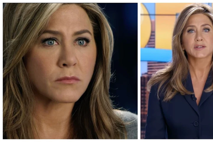 Jennifer Aniston, stropită cu o găleată cu vopsea, în timp ce filma „The Morning Show”