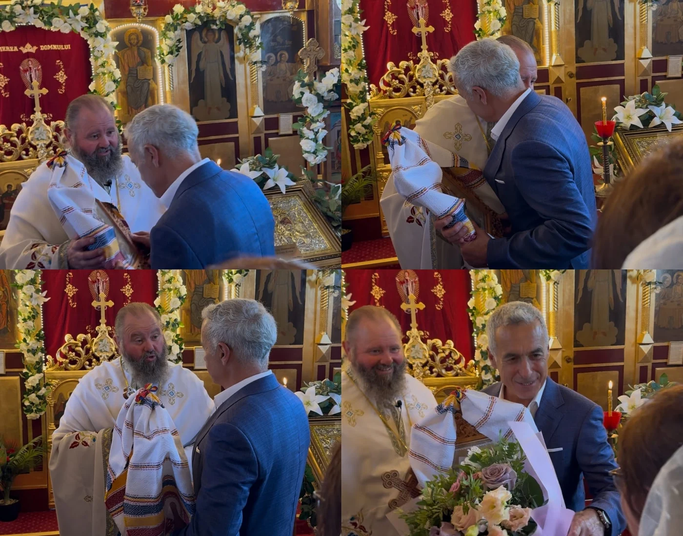 Imagini din timpul omagierii lui Călin Georgescu în biserica „Sfânta Treime” din Covasna