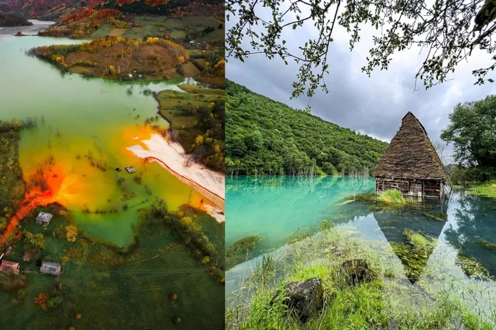 Satul din România înghițit de un lac toxic. Casele și cimitirul au rămas sub ape
