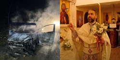 Percheziții de amploare la preotul Ciprian Mega, acuzat că și-ar fi incendiat singur mașina. Polițiștii au descins la o zi după ce părintele și-a reluat activitatea în biserică VIDEO