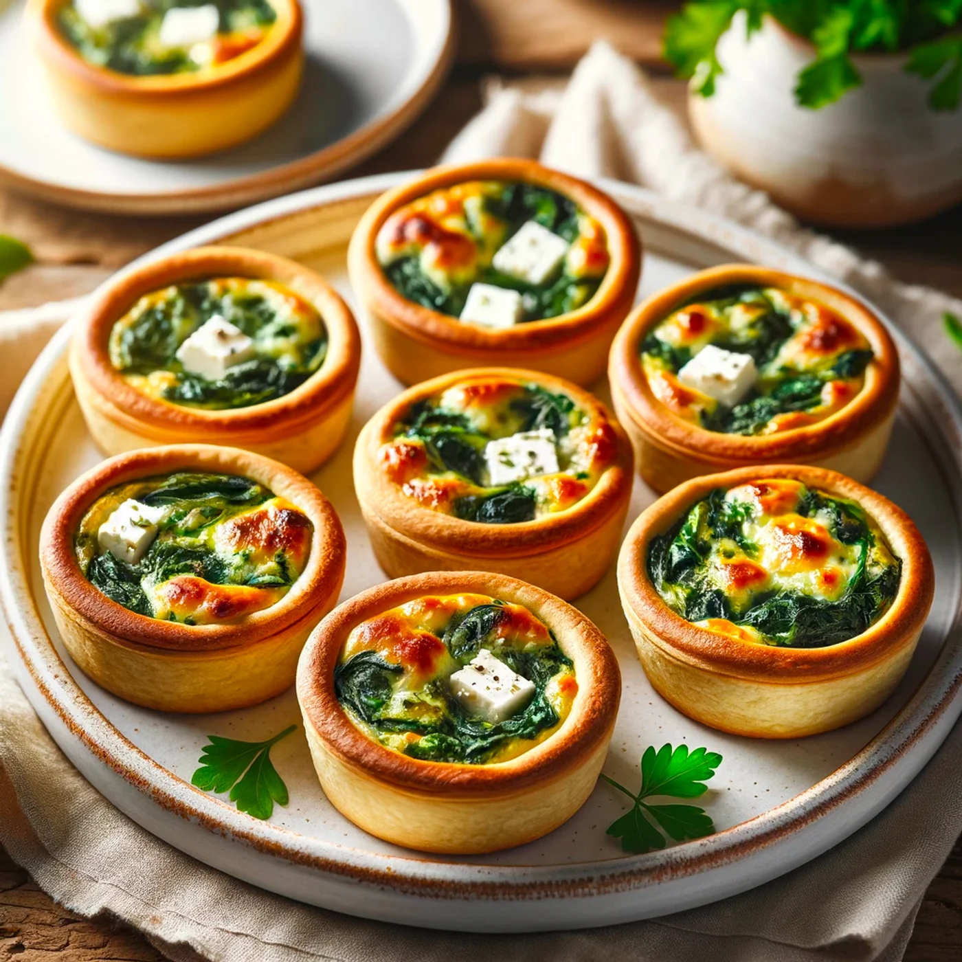 Mini-quiche cu spanac și feta