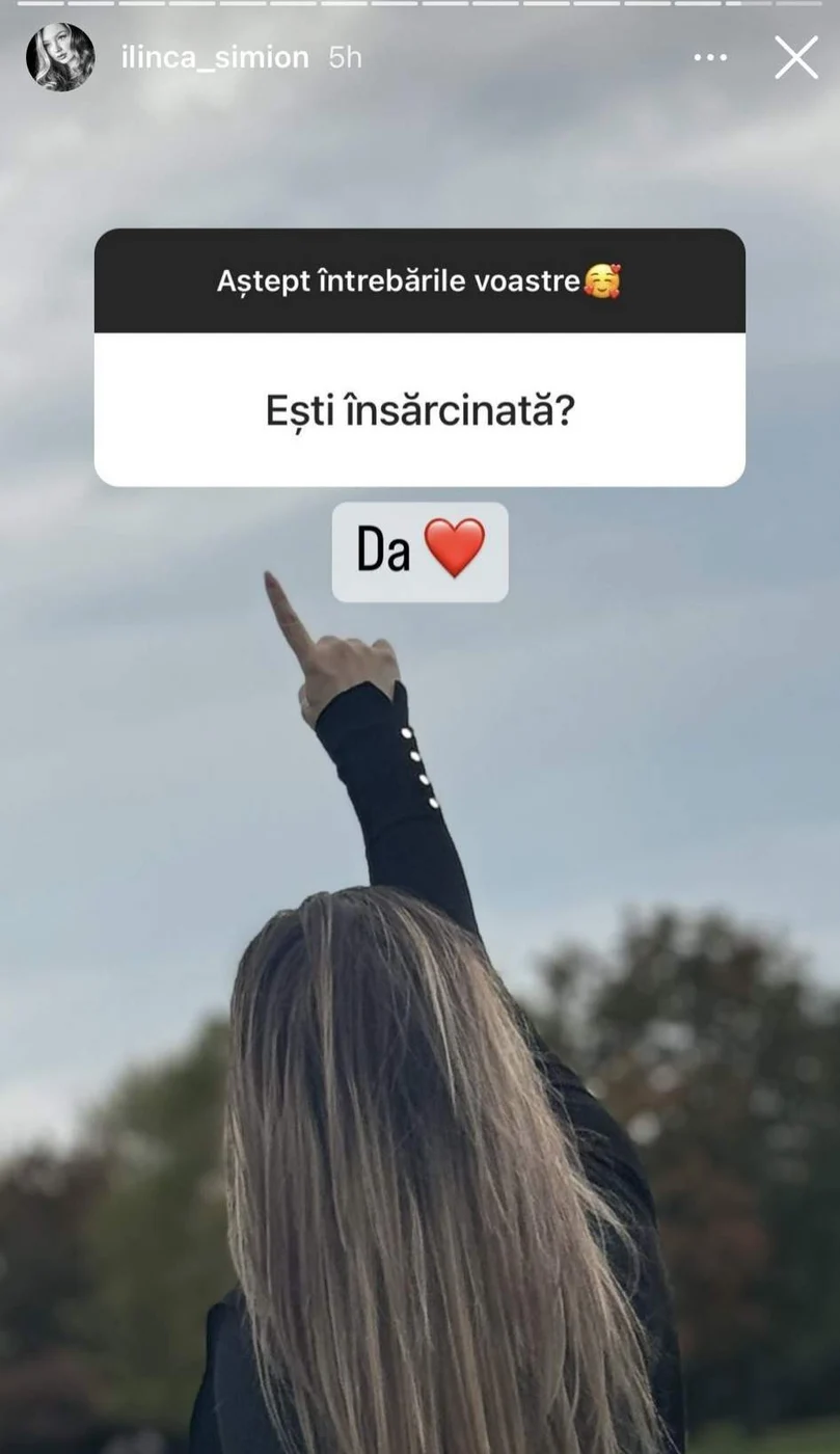 Ilinca Simion a confirmat că este însărcinată pe Story Instagram