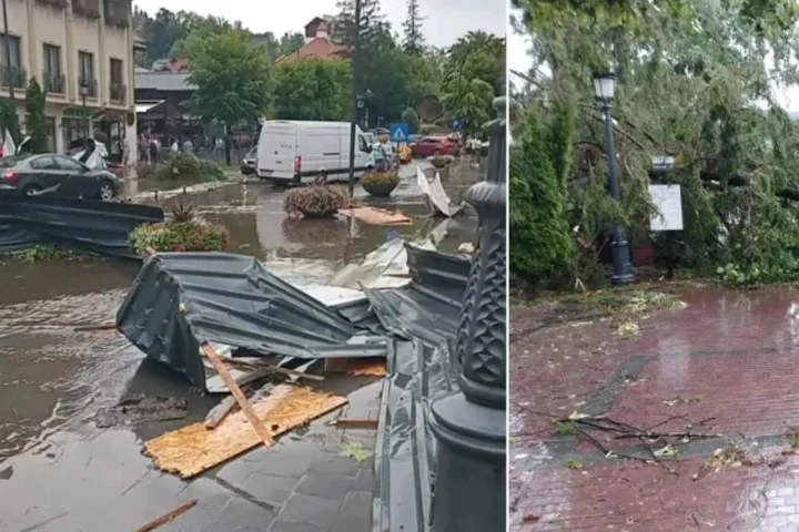 Furtună violentă la Sinaia: 14 persoane rănite. Orașul, devastat