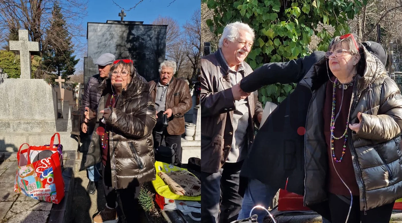 Anca Pandrea a sărbătorit pentru ultima dată ziua de naștere a lui Iurie Darie la mormântul marelui actor. Pe 14 martie, deși dependentă de oxigen, Anca Pandrea l-a sărbătorit pe Iurie Darie, chiar dacă actorul a încetat din viață în urmă cu 12 ani. Foto: Wowbiz.