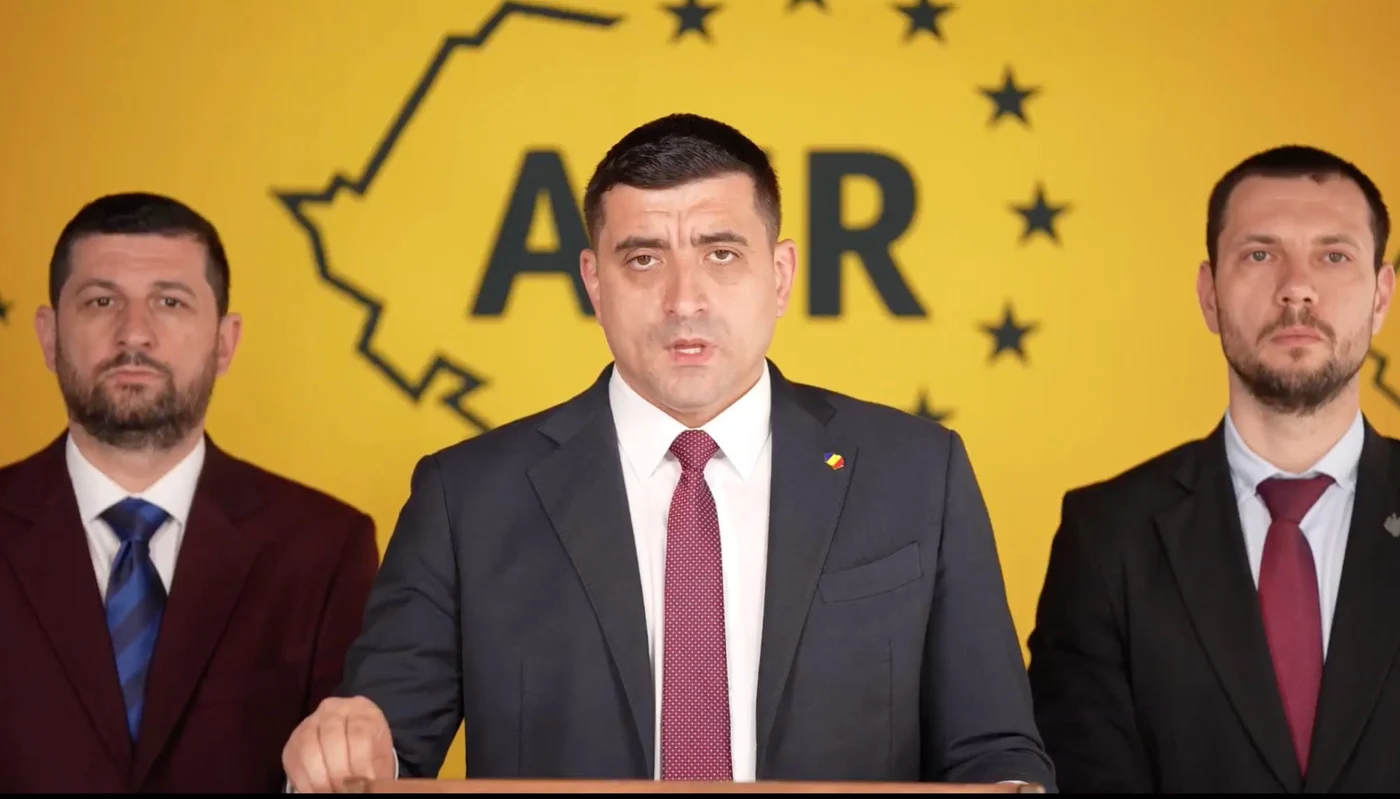George Simion (mijloc) în ședința de la sediul AUR