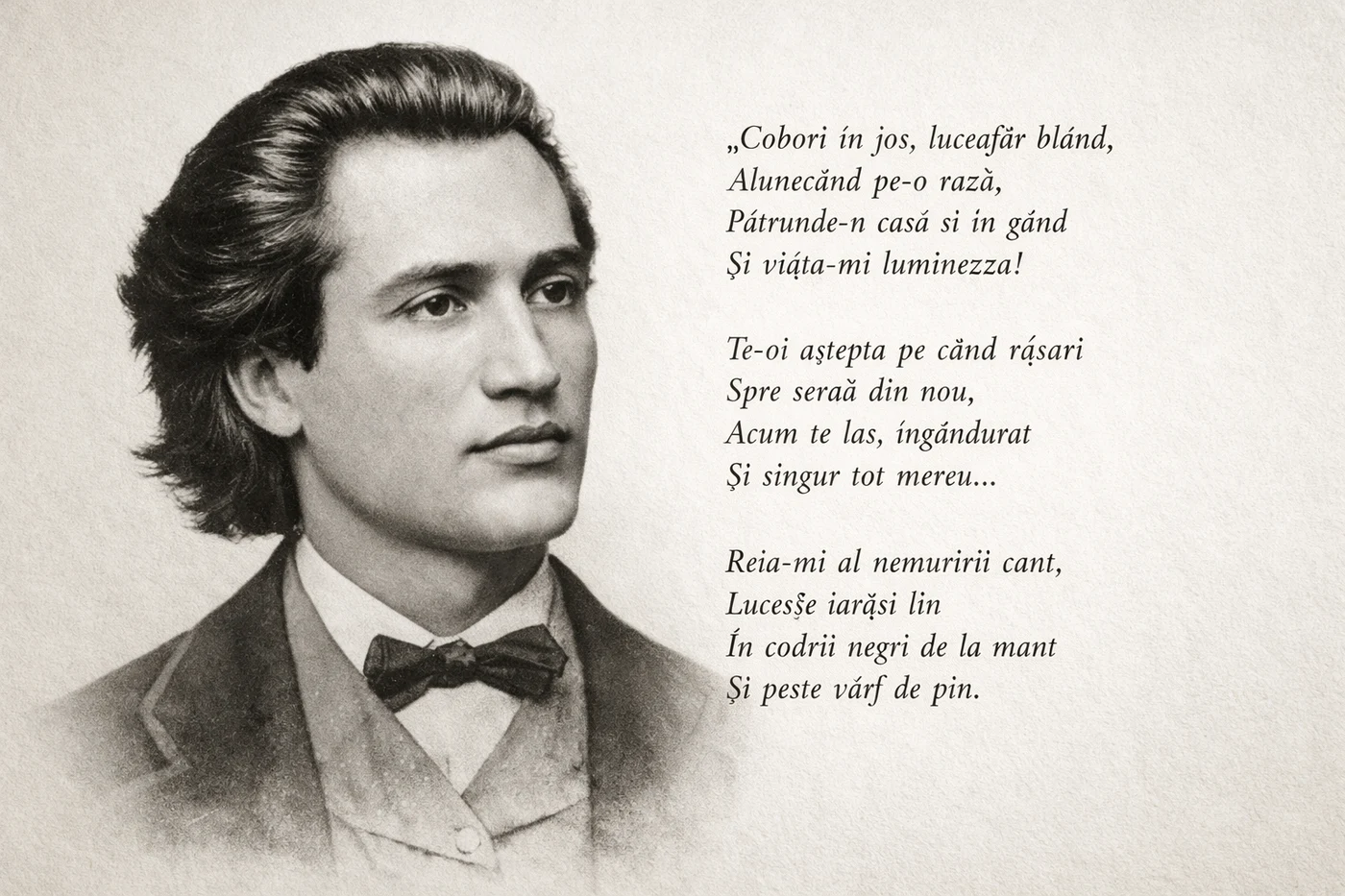 Mihai Eminescu este prezentat și considerat în prezent ca unul dintre cei mai mari poeți ai României. În realitate, în timpul vieții, a sfârșit bolnav și neajutorat, sfârșind de boli neînțelese la vremea respectivă de medicină. Mihai Eminescu a murit sărac, bolnav și în depresie, intoxicat cu mercur și alte substanțe, cu organismul slăbit după vizitele la sanatorii, unde era internat frecvent pentru supărările pe care le realiza public. Mihai Eminescu a murit la 39 de ani, iar ultima lui dorință a fost un simplu pahar cu lapte.