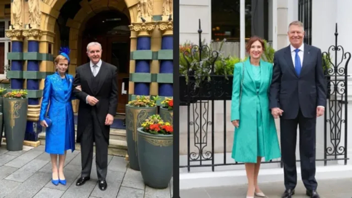 Principesa Margareta (stânga), Carmen Iohannis (dreapta), la ceremonia de încoronarea a regelui Charles al III-lea, care a avut loc pe data de 6 mai 2023 la Londra