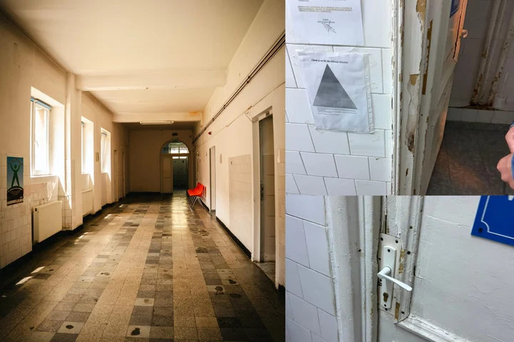 Imagini deplorabile din pavilionul unde Fundația Metropolis renovează din donații o secție de Oncologie pe care statul nu a reușit să o modernizeze. Aici sunt tratați bolnavii de cancer