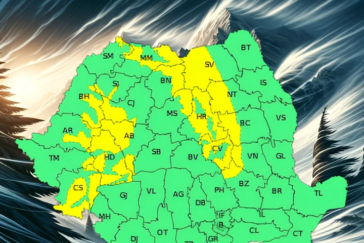 Atenționare meteorologică de cod galben: Intensificări ale vântului și precipitațiilor în România