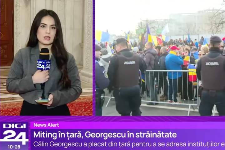 VIDEO Protest Călin Georgescu în București. Un reporter Digi, lovit și înjurat, a intervenit Jandarmeria / Acuzații pentru implicarea Kremlinului / Discursuri emoționante: „Lăsați-ne să ne întoarcem acasă, să respectăm Revoluția din 1989”