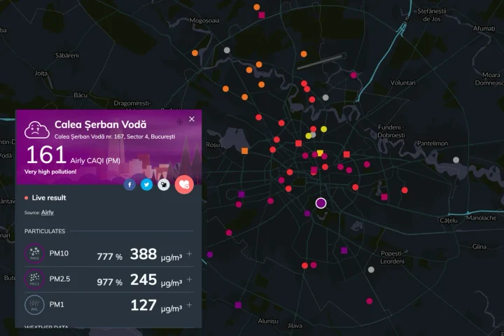 Calitatea aerului în București depășește astăzi cele mai poluate zone din lume