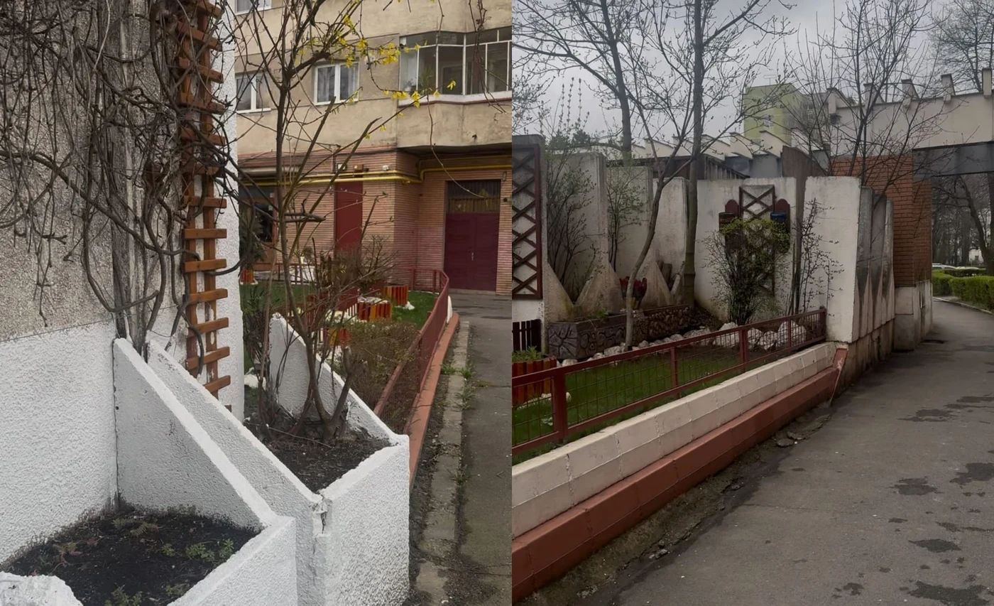 Un simplu spațiu dintre blocuri s-a transformat într-o adevărată grădină urbană. Foto: colaj Actualitate.net