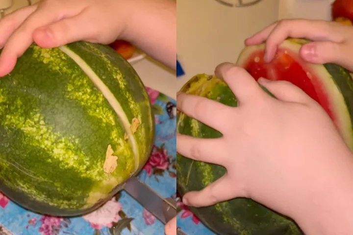 „Pârâială de Dăbuleni” — Ce a găsit o femeie în interiorul unui pepene roșu imediat după ce l-a tăiat VIDEO