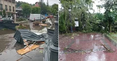 Furtună violentă la Sinaia: 14 persoane rănite. Orașul, devastat