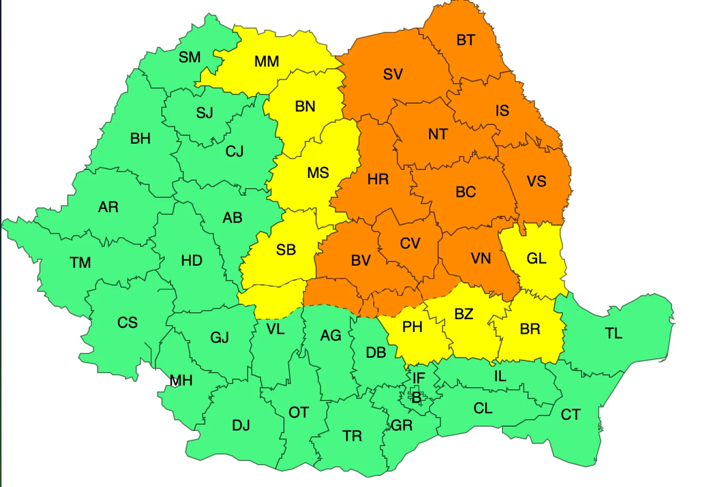 Meteo - Cod galben și portocaliu în jumătate din țară