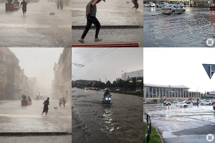 Ploile au făcut prăpăd la Brașov. Grindină, străzi inundate, copaci căzuți și mașini avariate VIDEO/FOTO