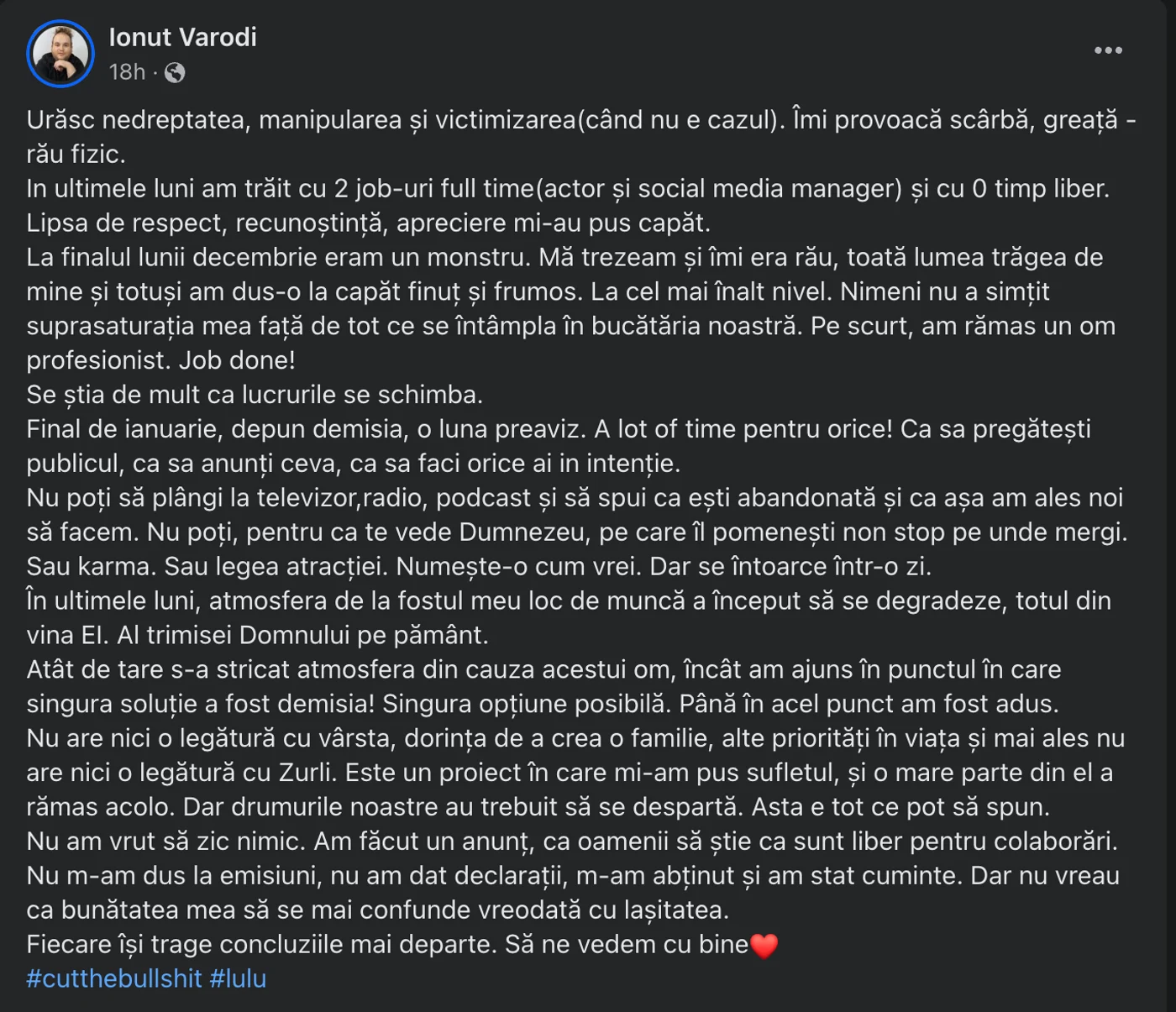 „Bucătărașul Lulu” își face praf fosta șefă de la „Gașca Zurli” pe social media