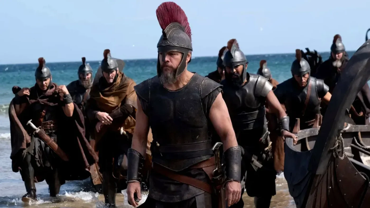Matt Damon interpretează personajul principal în „The Odyssey”, filmul lui Christopher Nolan care a înregistrat încasări record la box office în primul weekend de la lansare. Foto: Universal Pictures