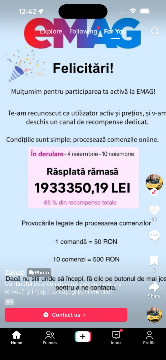 Captură ecran TikTok