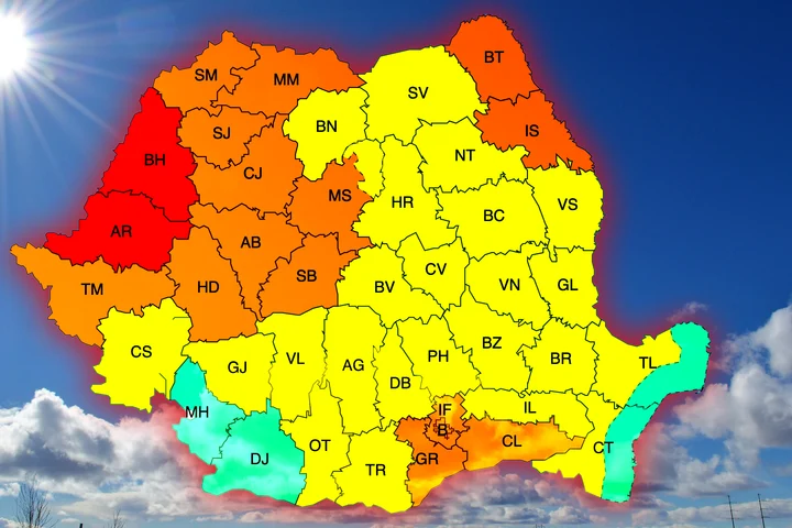 Avertizare meteo: COD ROȘU pentru Județele Arad și Bihor. Cum este vremea în restul țării?