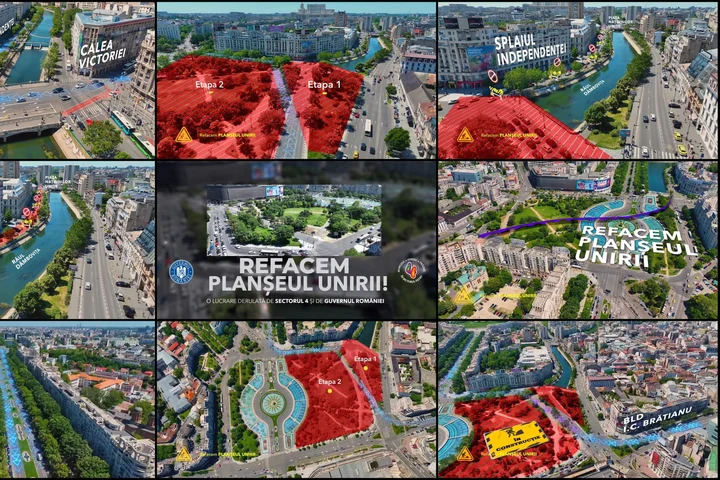 Centrul Capitalei, transformat în șantier de marți, 10 iunie: încep lucrările la Planșeul Unirii: trafic blocat pe Splaiul Independenței și alte străzi, timp de trei ani. Primăria anunță rutele ocolitoare