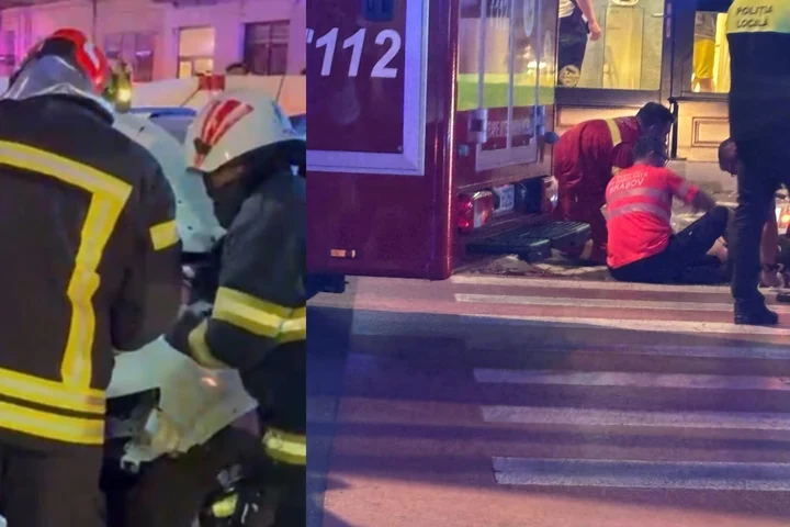 Accident cumplit în centrul Brașovului. Două persoane au murit după ce o mașină a lovit pietoni pe trotuar, pe strada Mureșenilor
