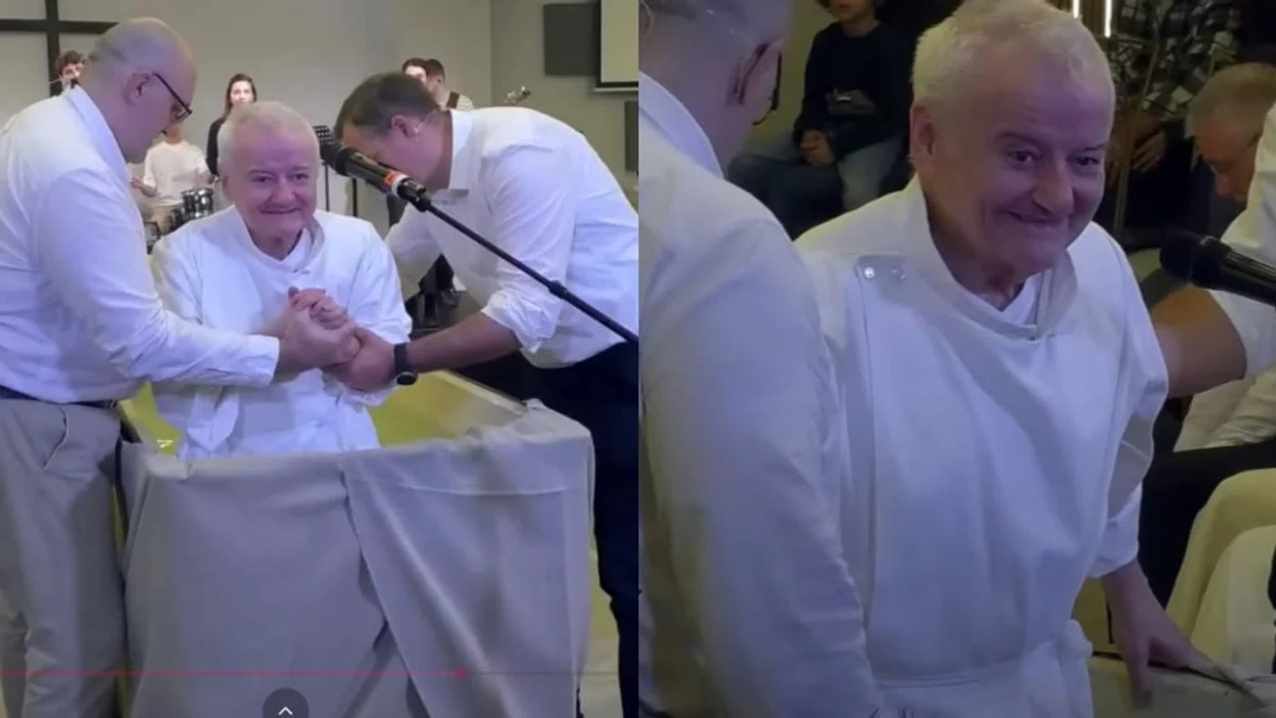 Irinel Columbeanu s-a botezat la baptiști