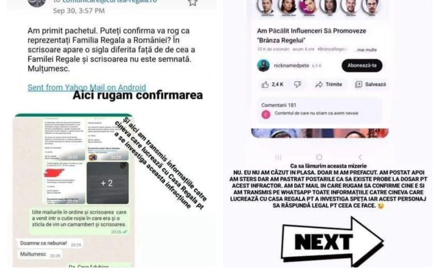 Oana Roman a avut o serie de postări pe Instagram după ce a fost păcălită să promoveze „brânza regelui”