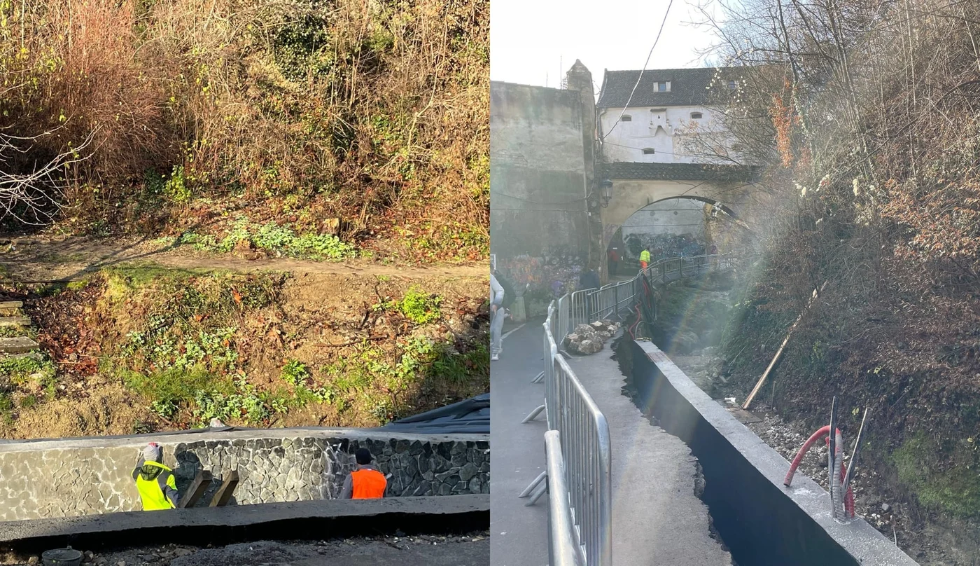 Brașovenii acuză că lucrările realizate de primărie de-a lungul Pârâului Graft au distrus site-ul istoric. Foto: @Maxmilian Radu Munteanu