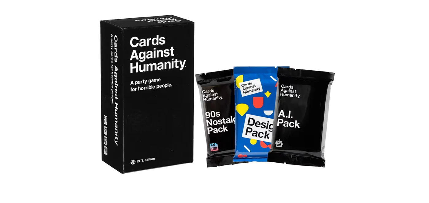 Pachet Cards Against Humanity + AI Pack + Design Pack + 90's Nostalgia Pack