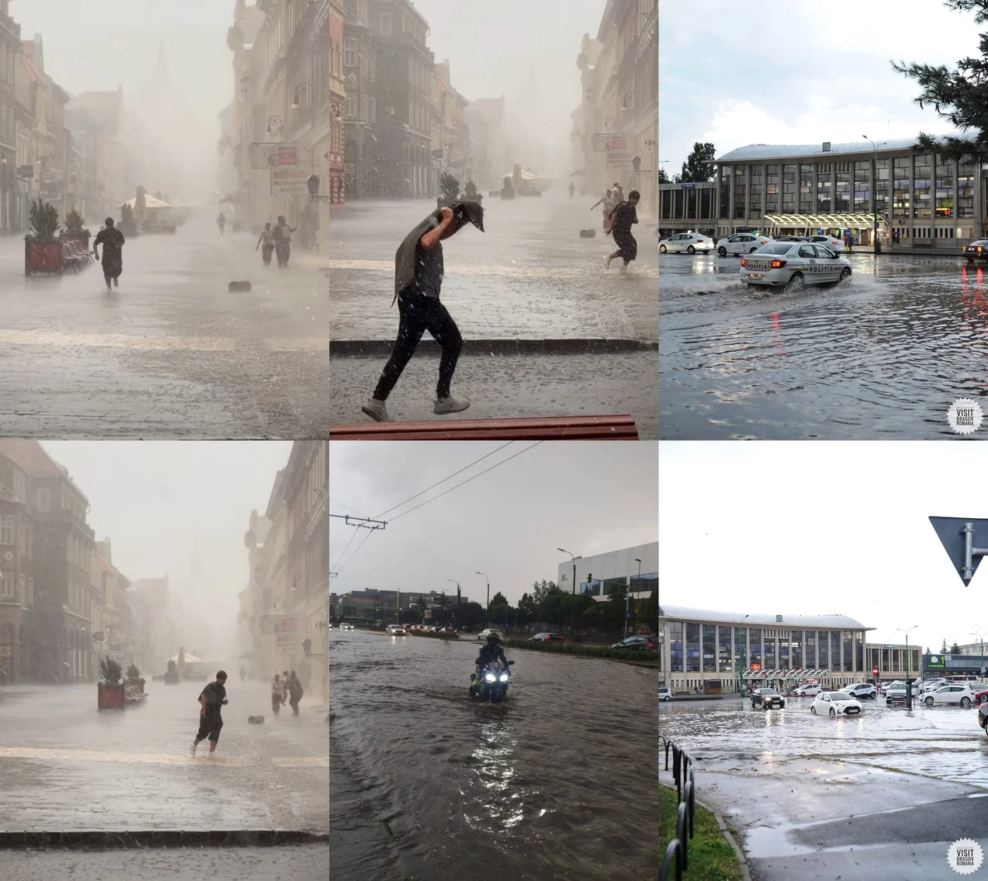 A plouat torențial la Brașov. Într-o oră s-a inundat orașuș